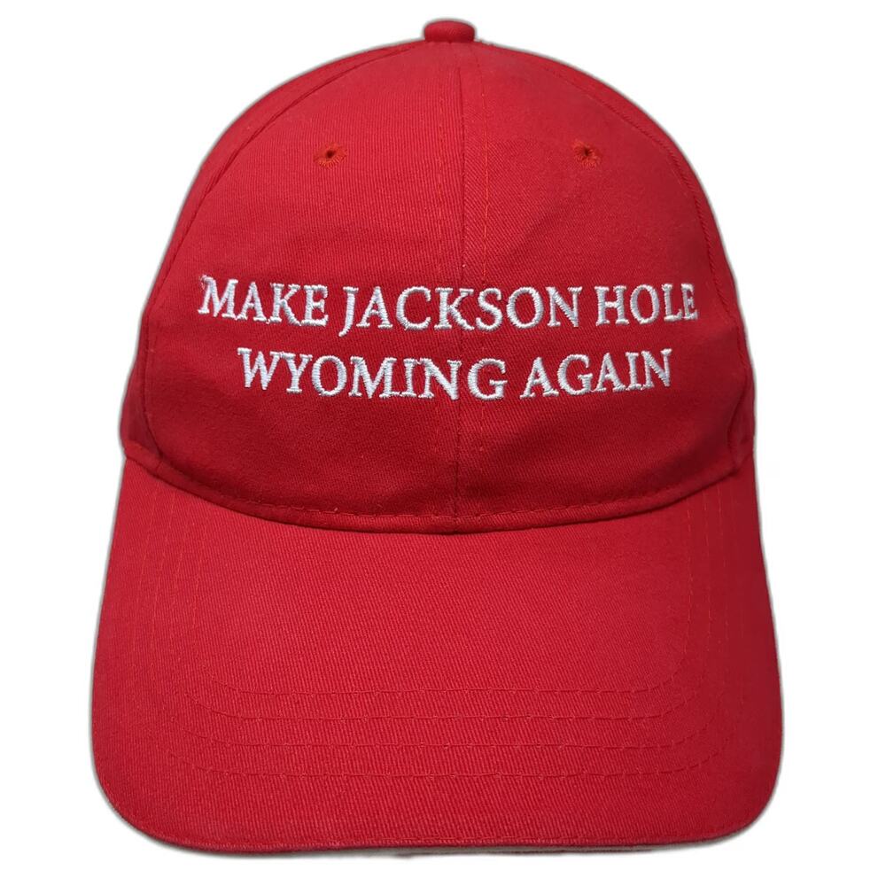 Cap America Baseball Cap Red One Size Jackson Hole Wyoming Strapback hat Logo